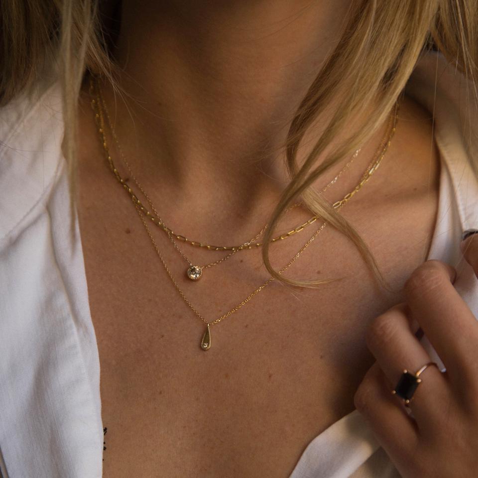 Long Teardrop Diamond Mirror Pendant-Necklace-Jennie Kwon-14K White Gold-hurdles-jewelry-boulder-colorado