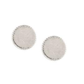 Milgrain Circle Stud Earrings-Earrings-Jennie Kwon-14K White Gold-hurdles-jewelry-boulder-colorado