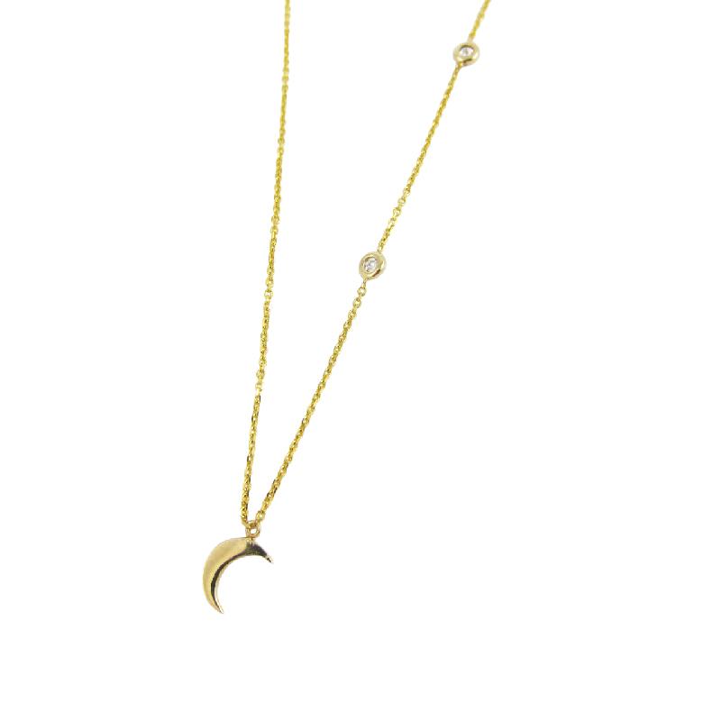 Moon and Stars Necklace-Necklace-Jennie Kwon-14K Yellow Gold-hurdles-jewelry-boulder-colorado