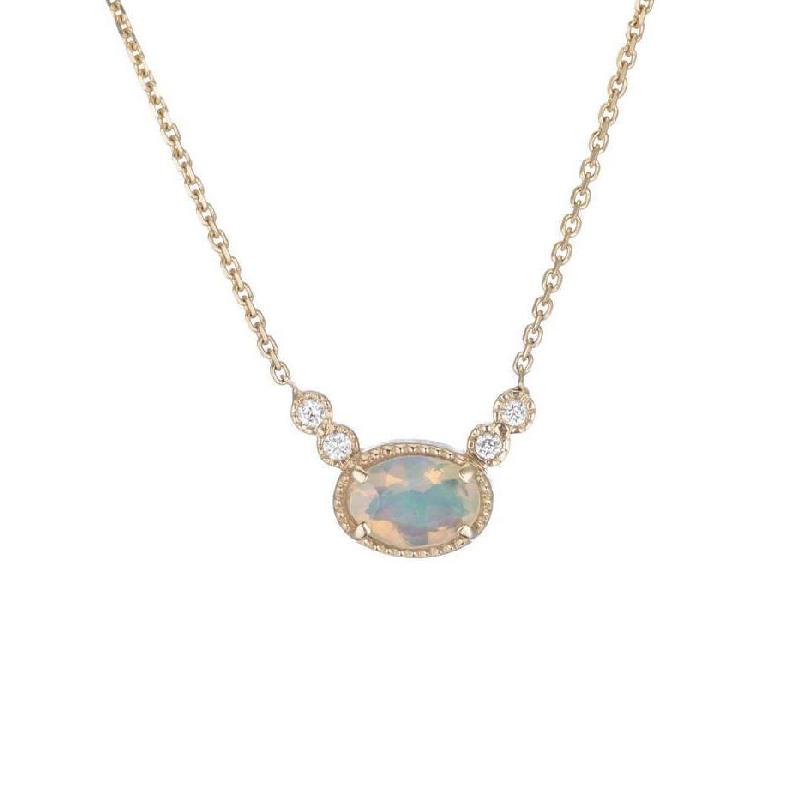 Opal Diamond Dew Necklace-Necklace-Jennie Kwon-14K White Gold-hurdles-jewelry-boulder-colorado