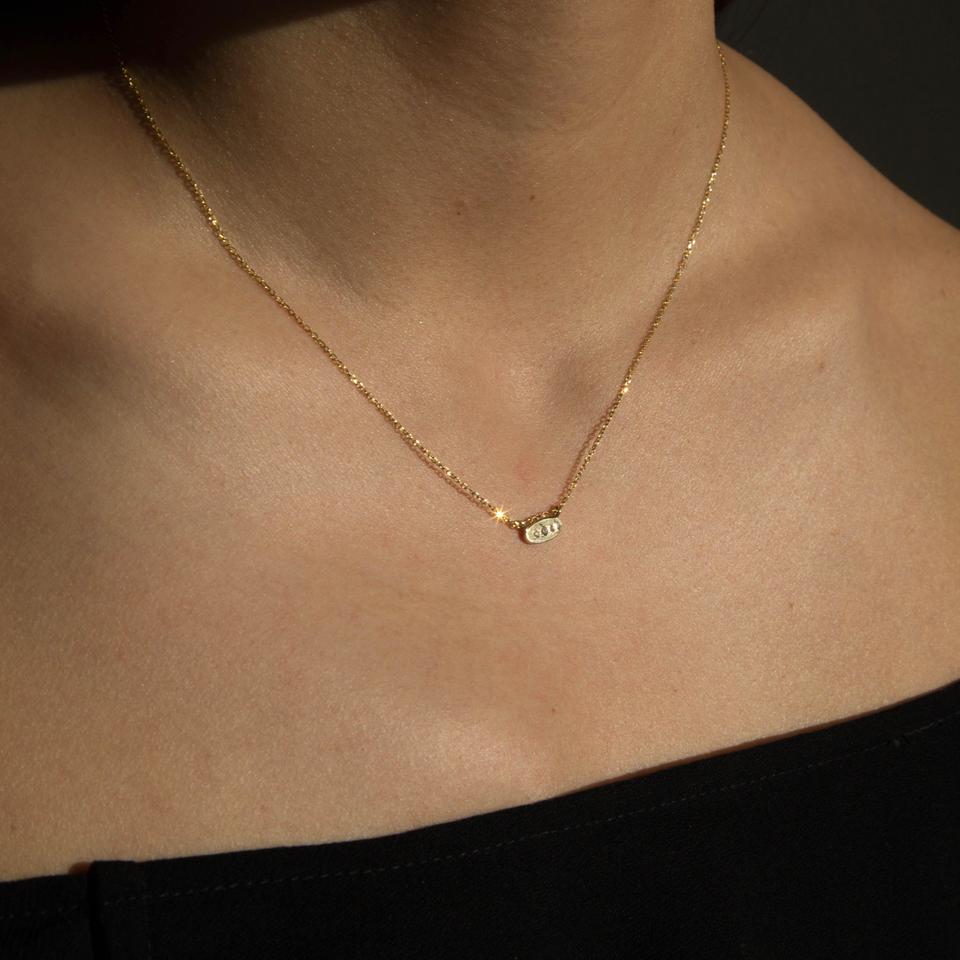 Oval Diamond Mirror Necklace-Necklace-Jennie Kwon-14K Yellow Gold-hurdles-jewelry-boulder-colorado