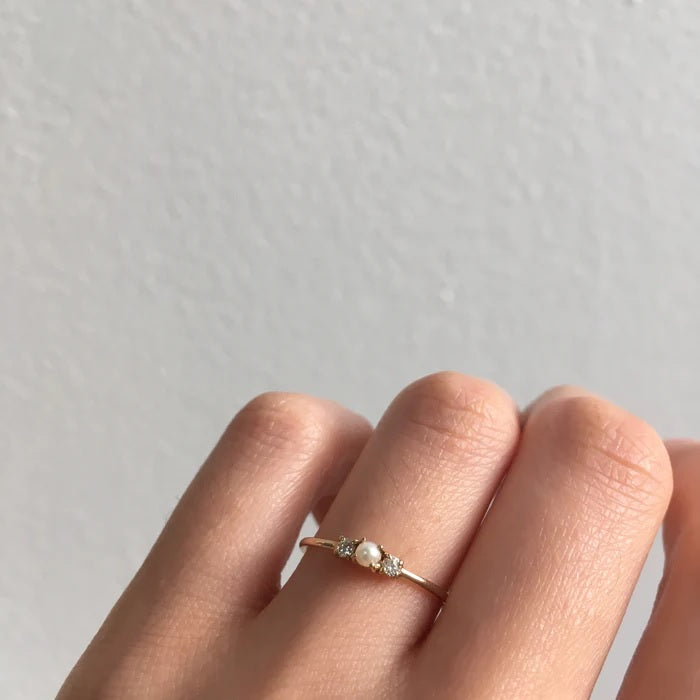 Pearl 2 Diamond Ring-Ring-Jennie Kwon-I don' know or see my size-hurdles-jewelry-boulder-colorado