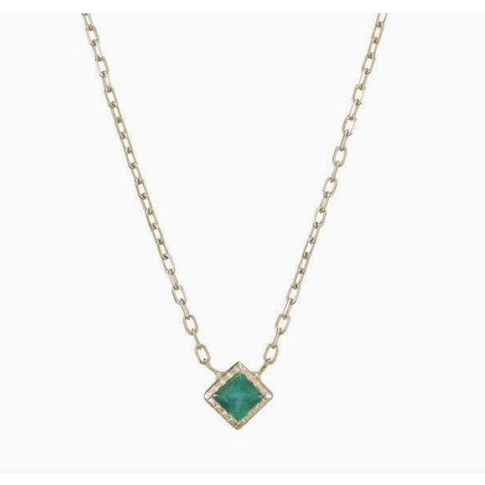 Princess Cut Emerald Necklace-Necklace-Jennie Kwon-14K White Gold-hurdles-jewelry-boulder-colorado