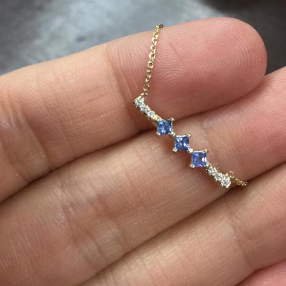 Sapphire Harmony Necklace-Necklace-Jennie Kwon-14K Yellow Gold-hurdles-jewelry-boulder-colorado