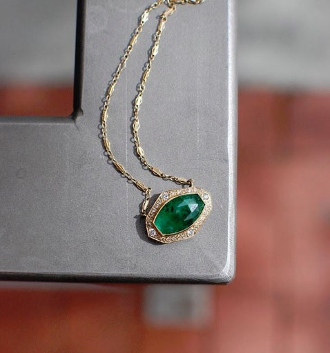 One of a Kind Brazilian Emerald Necklace-Necklace-Just Jules-hurdles-jewelry-boulder-colorado