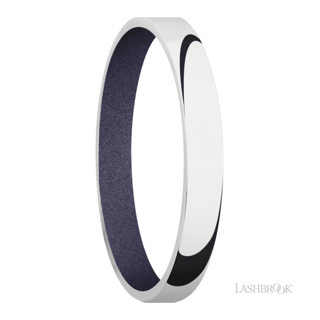 3 mm wide Domed 14K White Gold band featuring a Crushed Orchid sleeve.-Wedding Band-Lashbrook Designs-I don' know or see my size-hurdles-jewelry-boulder-colorado