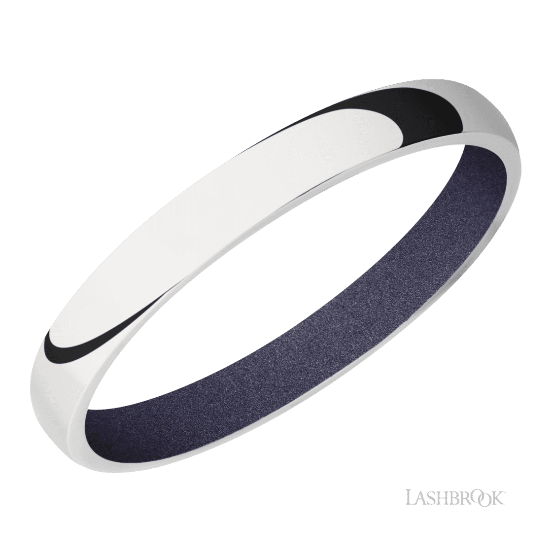 3 mm wide Domed 14K White Gold band featuring a Crushed Orchid sleeve.-Wedding Band-Lashbrook Designs-I don' know or see my size-hurdles-jewelry-boulder-colorado