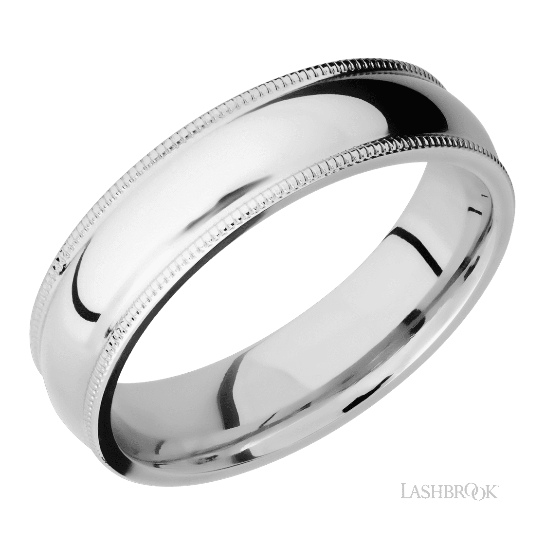 6 mm wide Domed Milgrain Edges 14K White Gold band.-Wedding Band-Lashbrook Designs-I don' know or see my size-hurdles-jewelry-boulder-colorado