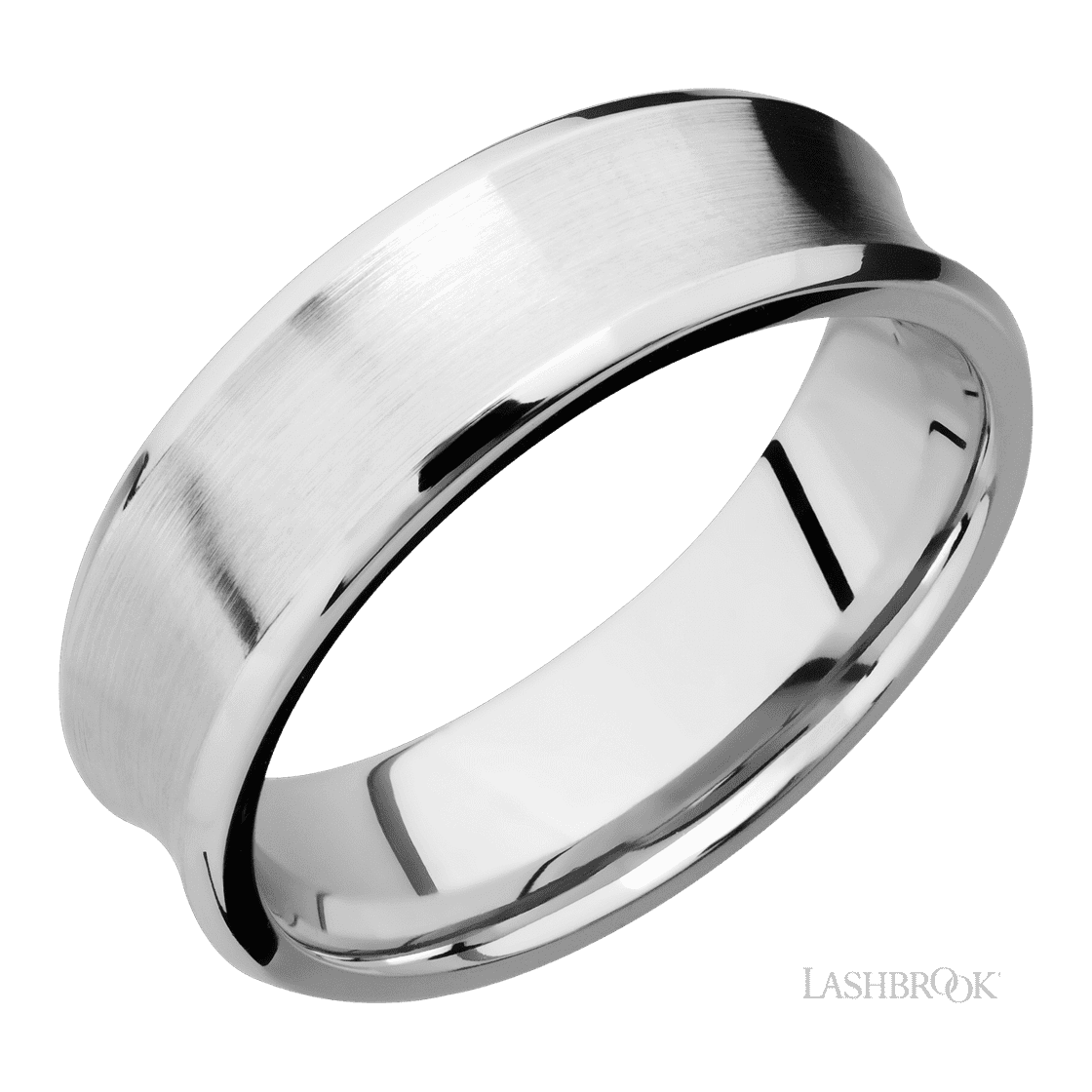 7 mm wide Concave Bevel 14K White Gold band.-Wedding Band-Lashbrook Designs-I don' know or see my size-hurdles-jewelry-boulder-colorado