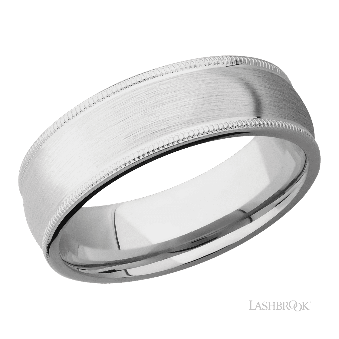 7 mm wide Domed Milgrain Edges Cobalt Chrome band.-Wedding Band-Lashbrook Designs-I don' know or see my size-hurdles-jewelry-boulder-colorado