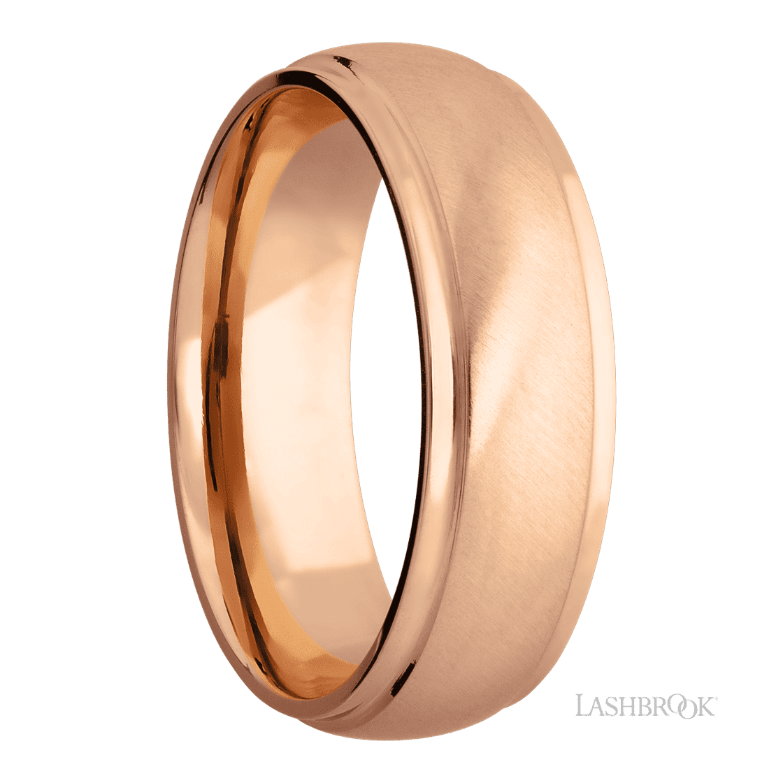 7 mm wide Domed Stepped Down Edges 14K Rose Gold band.-Wedding Band-Lashbrook Designs-I don' know or see my size-hurdles-jewelry-boulder-colorado