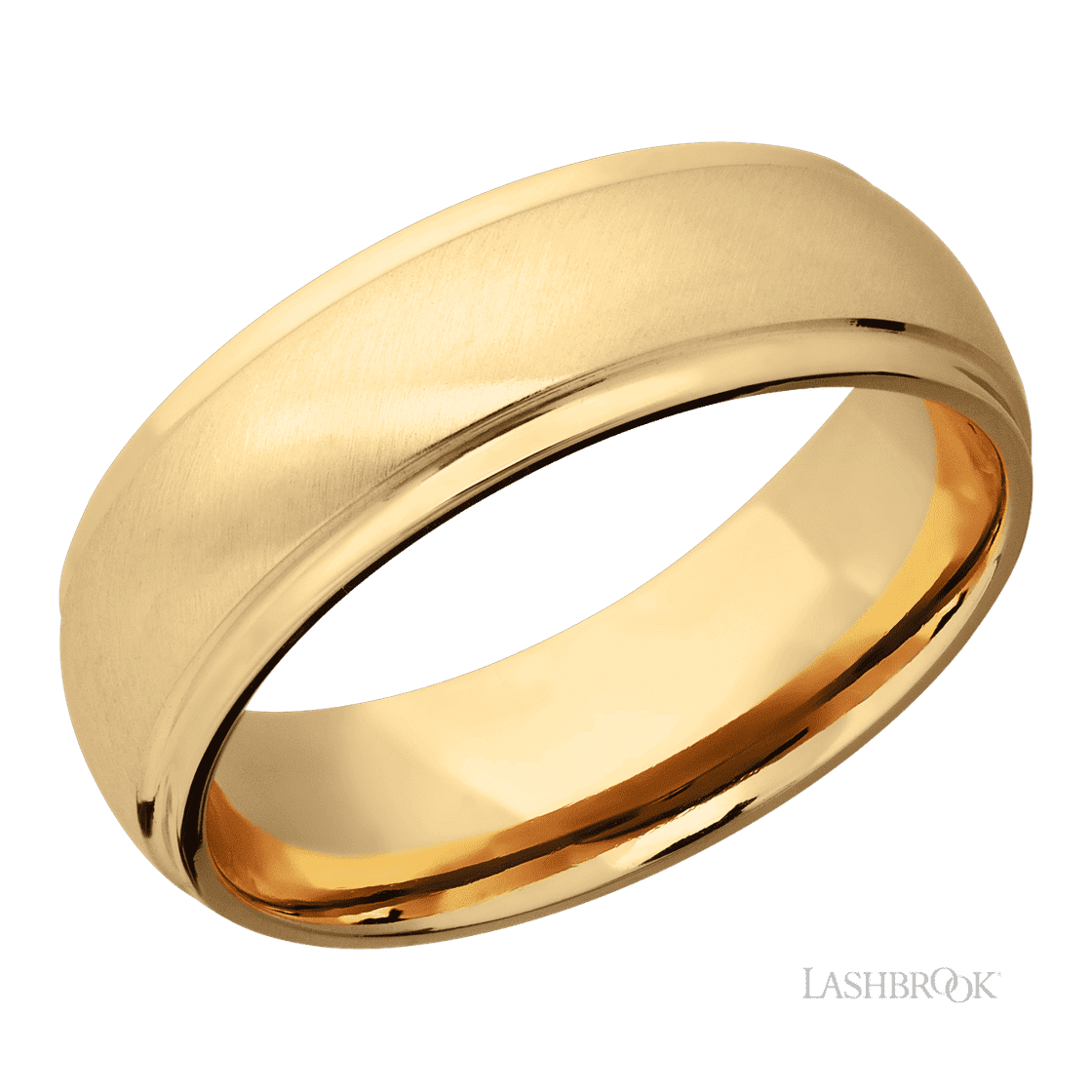 7 mm wide Domed Stepped Down Edges 14K Yellow Gold band.-Wedding Band-Lashbrook Designs-I don' know or see my size-hurdles-jewelry-boulder-colorado