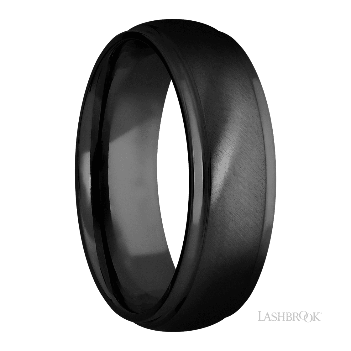 7 mm wide Domed Stepped Down Edges Zirconium band.-Wedding Band-Lashbrook Designs-I don' know or see my size-hurdles-jewelry-boulder-colorado