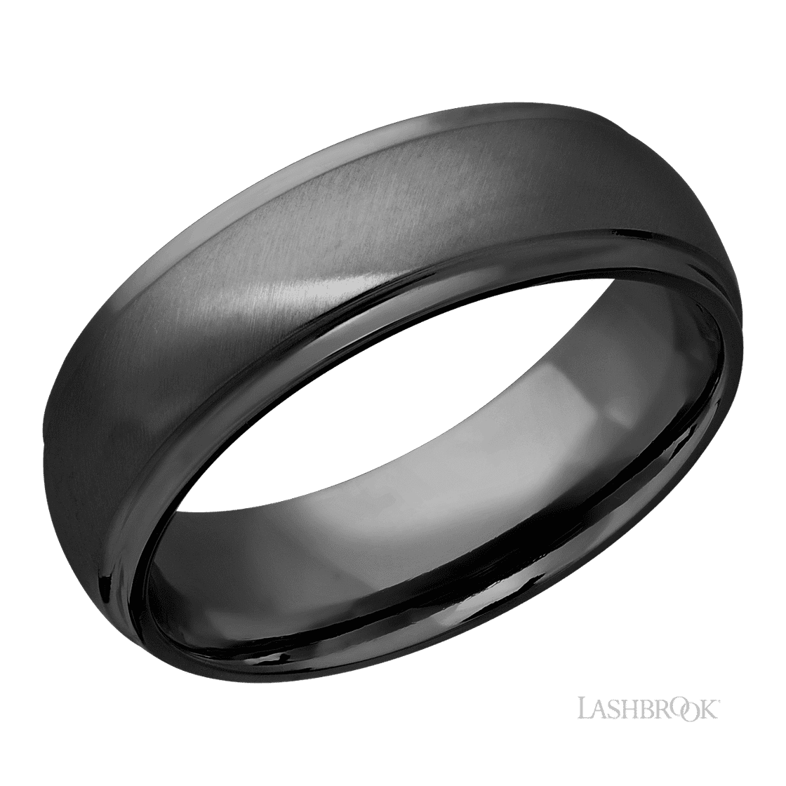 7 mm wide Domed Stepped Down Edges Zirconium band.-Wedding Band-Lashbrook Designs-I don' know or see my size-hurdles-jewelry-boulder-colorado
