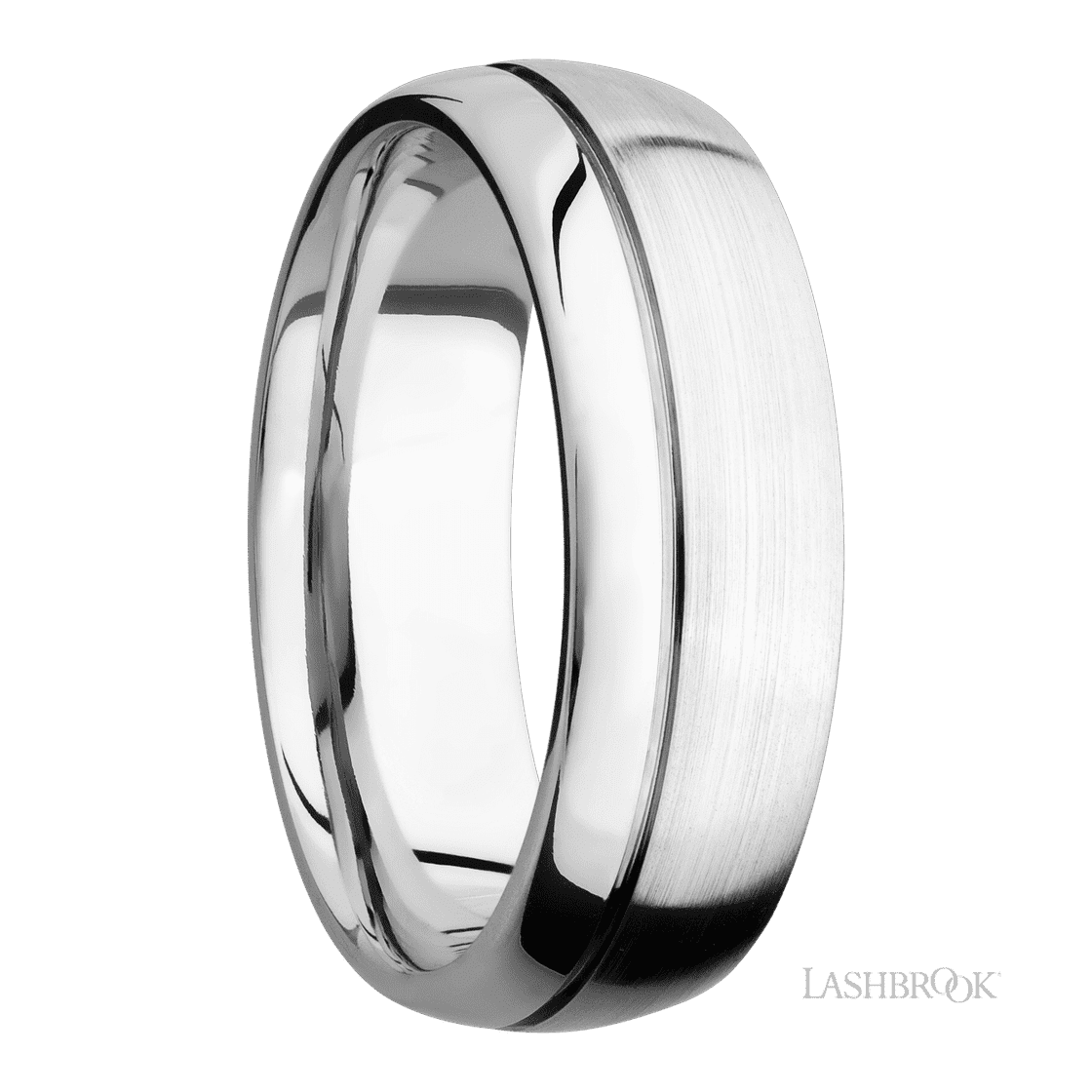 7 mm wide Domed with Off Center Accent Groove 14K White Gold band.-Wedding Band-Lashbrook Designs-I don' know or see my size-hurdles-jewelry-boulder-colorado