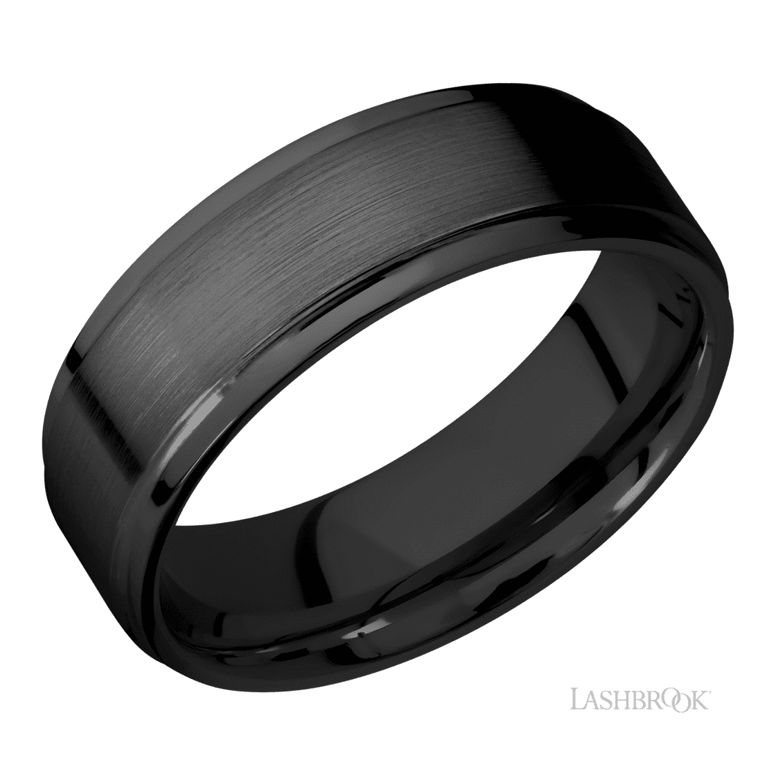 7 mm wide Flat Grooved Edges Zirconium band.-Wedding Band-Lashbrook Designs-I don' know or see my size-hurdles-jewelry-boulder-colorado