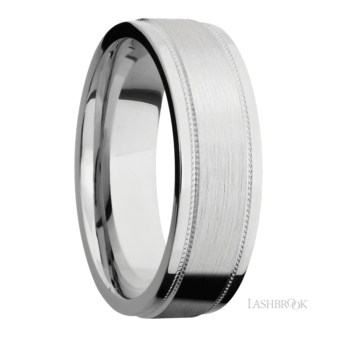 7 mm wide Flat Stepped Edges Milgrain 14K White Gold band.-Wedding Band-Lashbrook Designs-I don' know or see my size-hurdles-jewelry-boulder-colorado