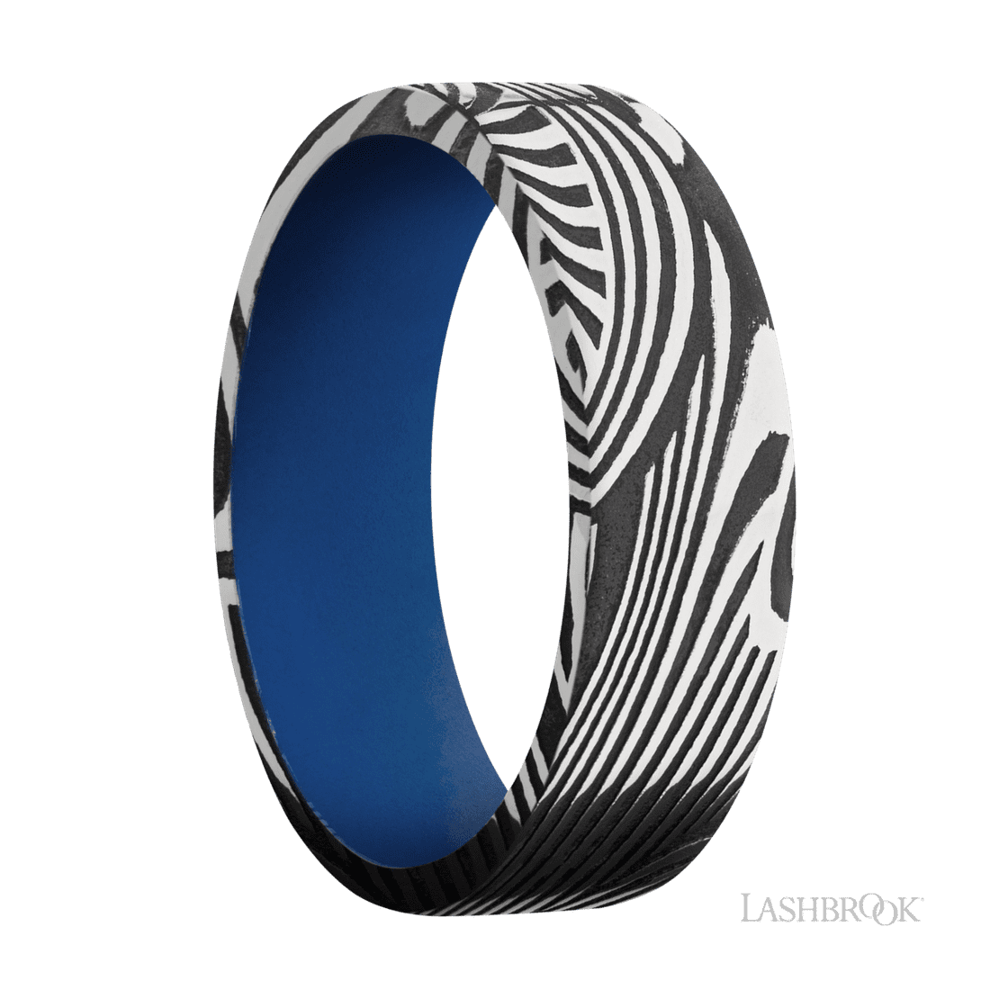 7 mm wide Flat Sunset band featuring a Royal Blue sleeve.-Wedding Band-Lashbrook Designs-I don' know or see my size-hurdles-jewelry-boulder-colorado