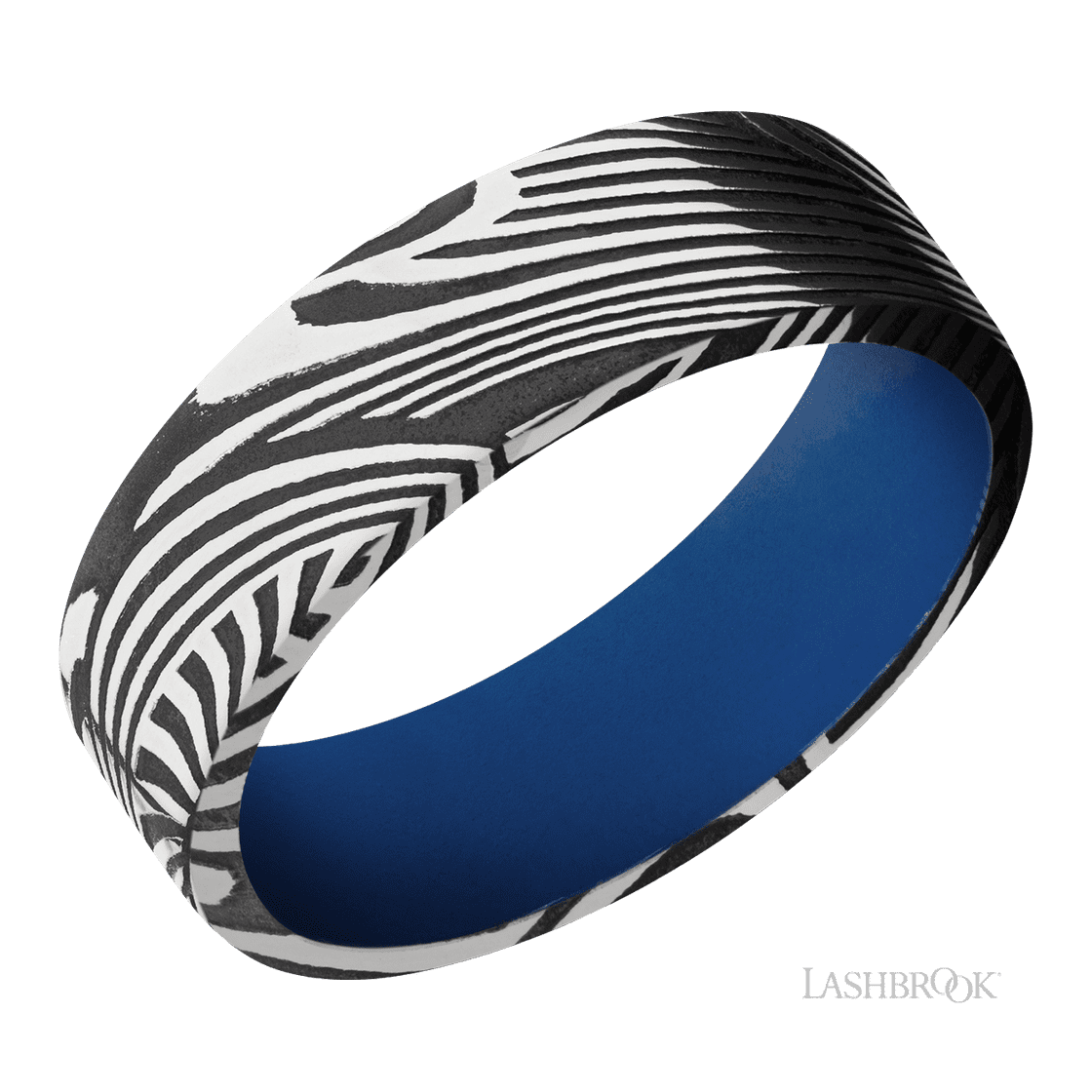 7 mm wide Flat Sunset band featuring a Royal Blue sleeve.-Wedding Band-Lashbrook Designs-I don' know or see my size-hurdles-jewelry-boulder-colorado