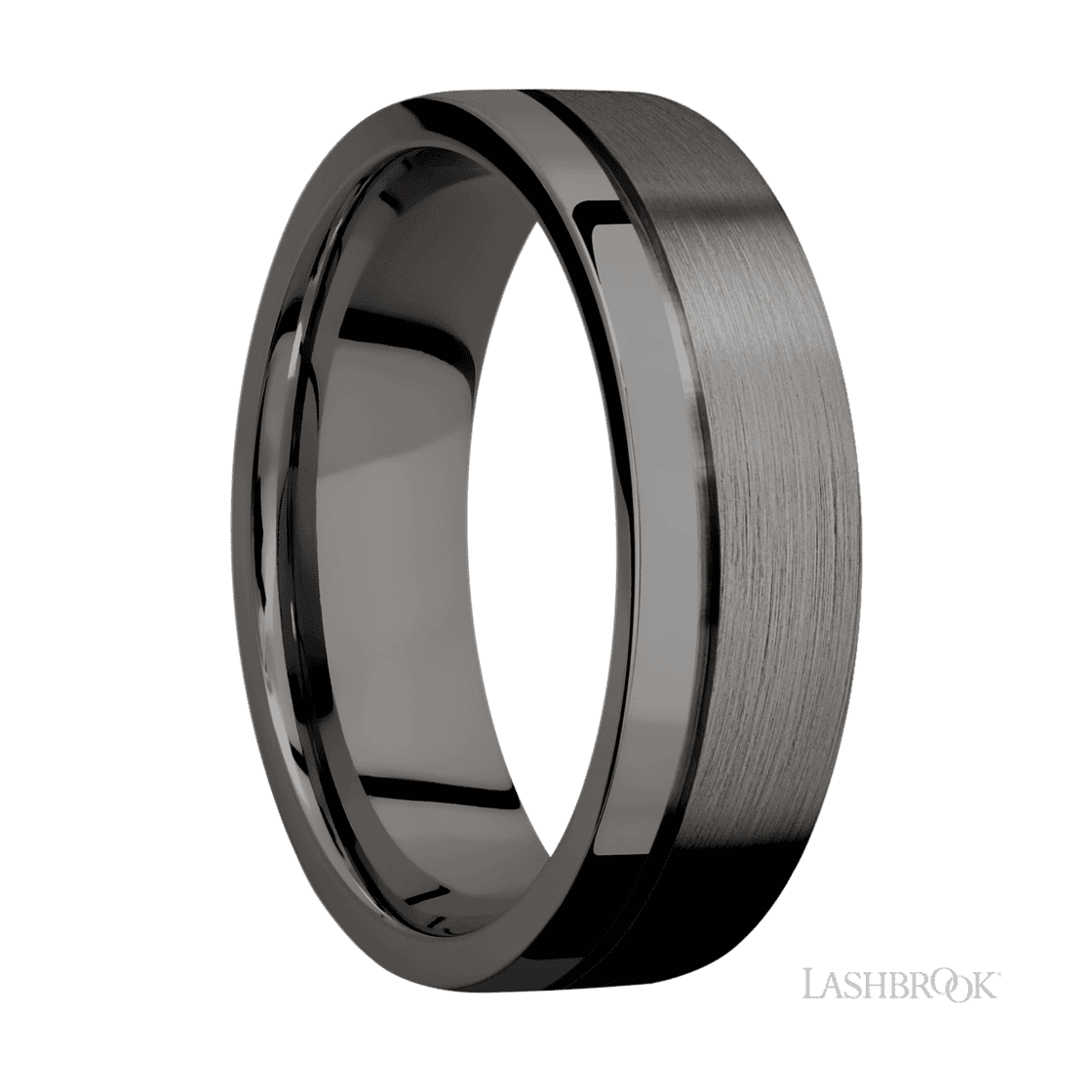 7 mm wide Flat with Off Center Accent Groove Tantalum Noir band.-Wedding Band-Lashbrook Designs-I don' know or see my size-hurdles-jewelry-boulder-colorado