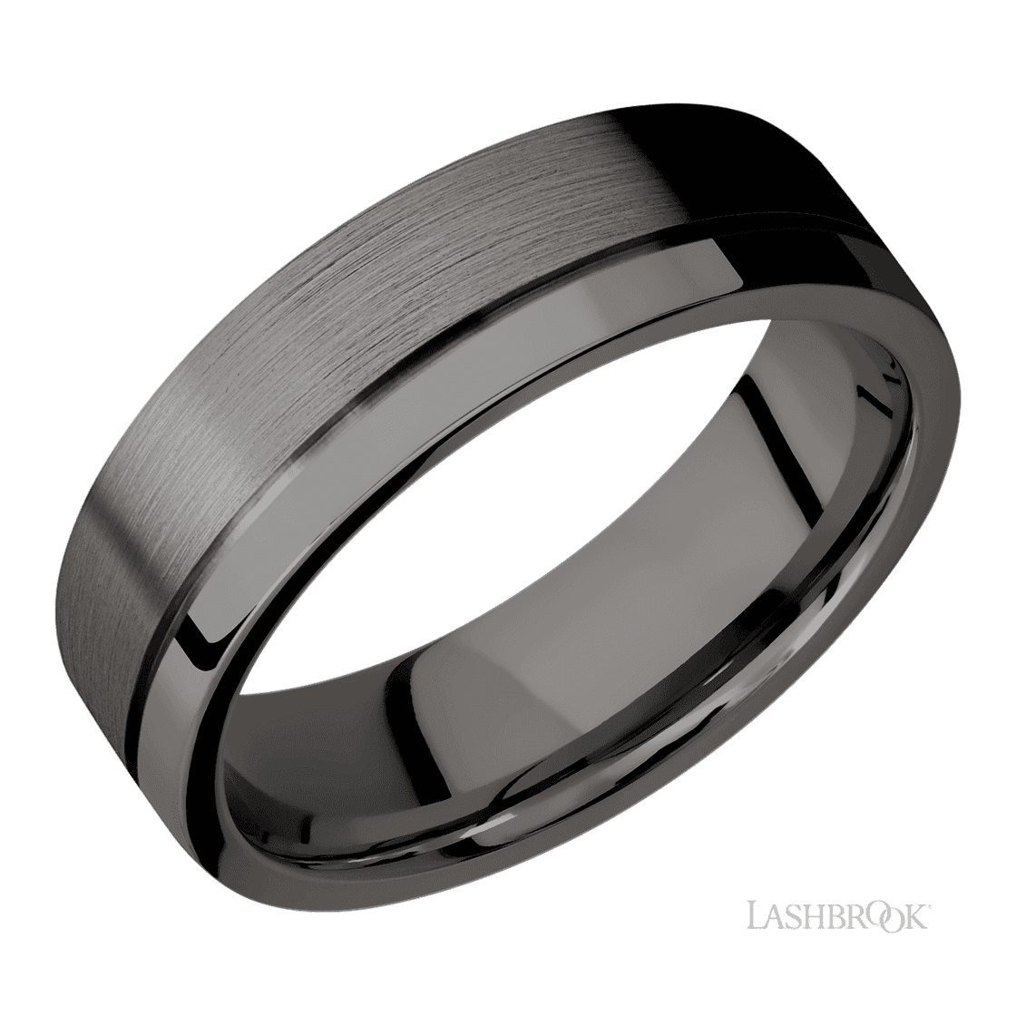 7 mm wide Flat with Off Center Accent Groove Tantalum Noir band.-Wedding Band-Lashbrook Designs-I don' know or see my size-hurdles-jewelry-boulder-colorado