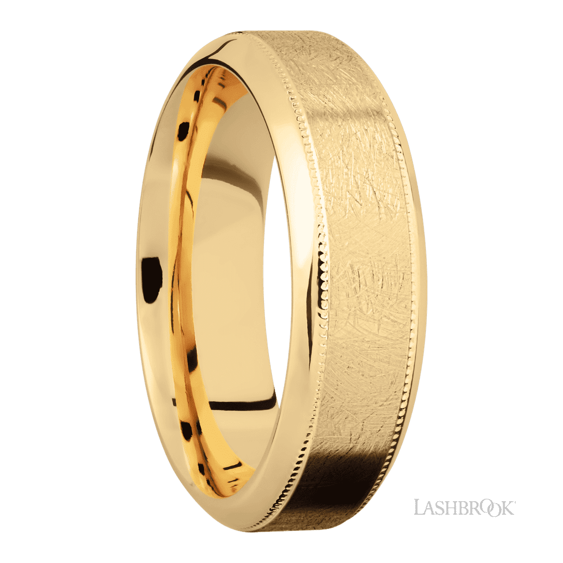 7 mm wide High Bevel Milgrain 14K Yellow Gold band.-Wedding Band-Lashbrook Designs-I don' know or see my size-hurdles-jewelry-boulder-colorado
