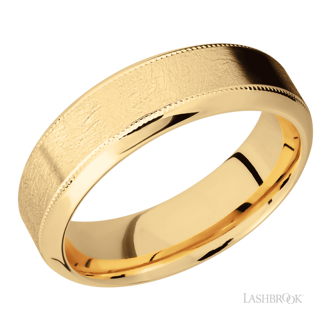 7 mm wide High Bevel Milgrain 14K Yellow Gold band.-Wedding Band-Lashbrook Designs-I don' know or see my size-hurdles-jewelry-boulder-colorado