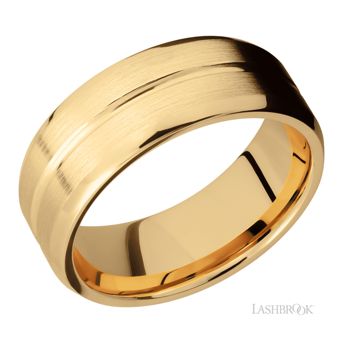 8 mm wide Beveled with Center Accent Groove 14K Yellow Gold band.-Wedding Band-Lashbrook Designs-I don' know or see my size-hurdles-jewelry-boulder-colorado