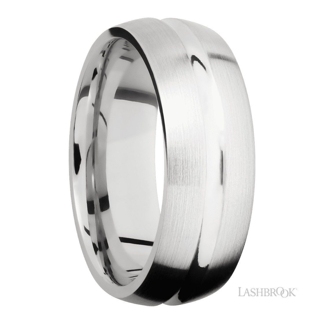 8 mm wide Domed Center Concave 14K White Gold band.-Wedding Band-Lashbrook Designs-I don' know or see my size-hurdles-jewelry-boulder-colorado