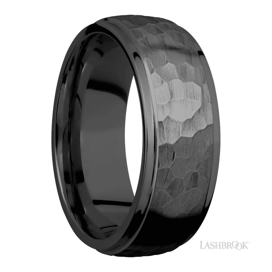 8 mm wide Domed Stepped Down Edges Zirconium band.-Wedding Band-Lashbrook Designs-I don' know or see my size-hurdles-jewelry-boulder-colorado