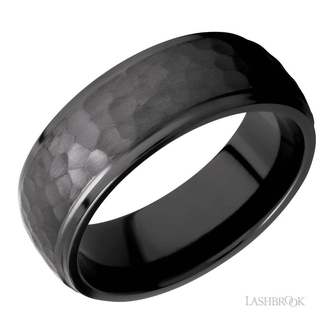 8 mm wide Domed Stepped Down Edges Zirconium band.-Wedding Band-Lashbrook Designs-I don' know or see my size-hurdles-jewelry-boulder-colorado