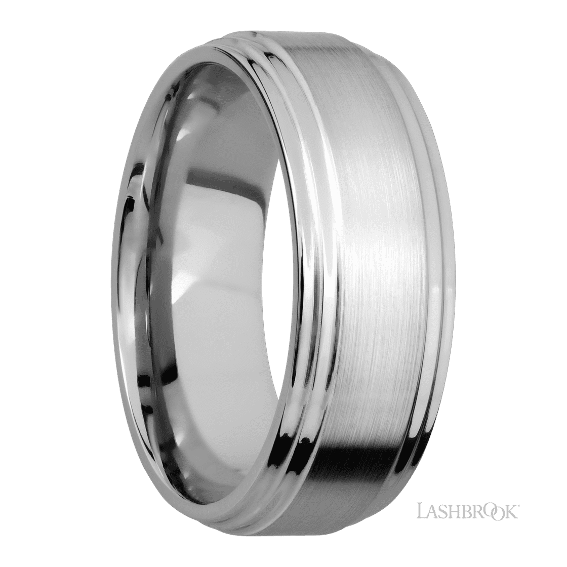 8 mm wide Flat Double Stepped Edges 14K White Gold band.-Wedding Band-Lashbrook Designs-I don' know or see my size-hurdles-jewelry-boulder-colorado
