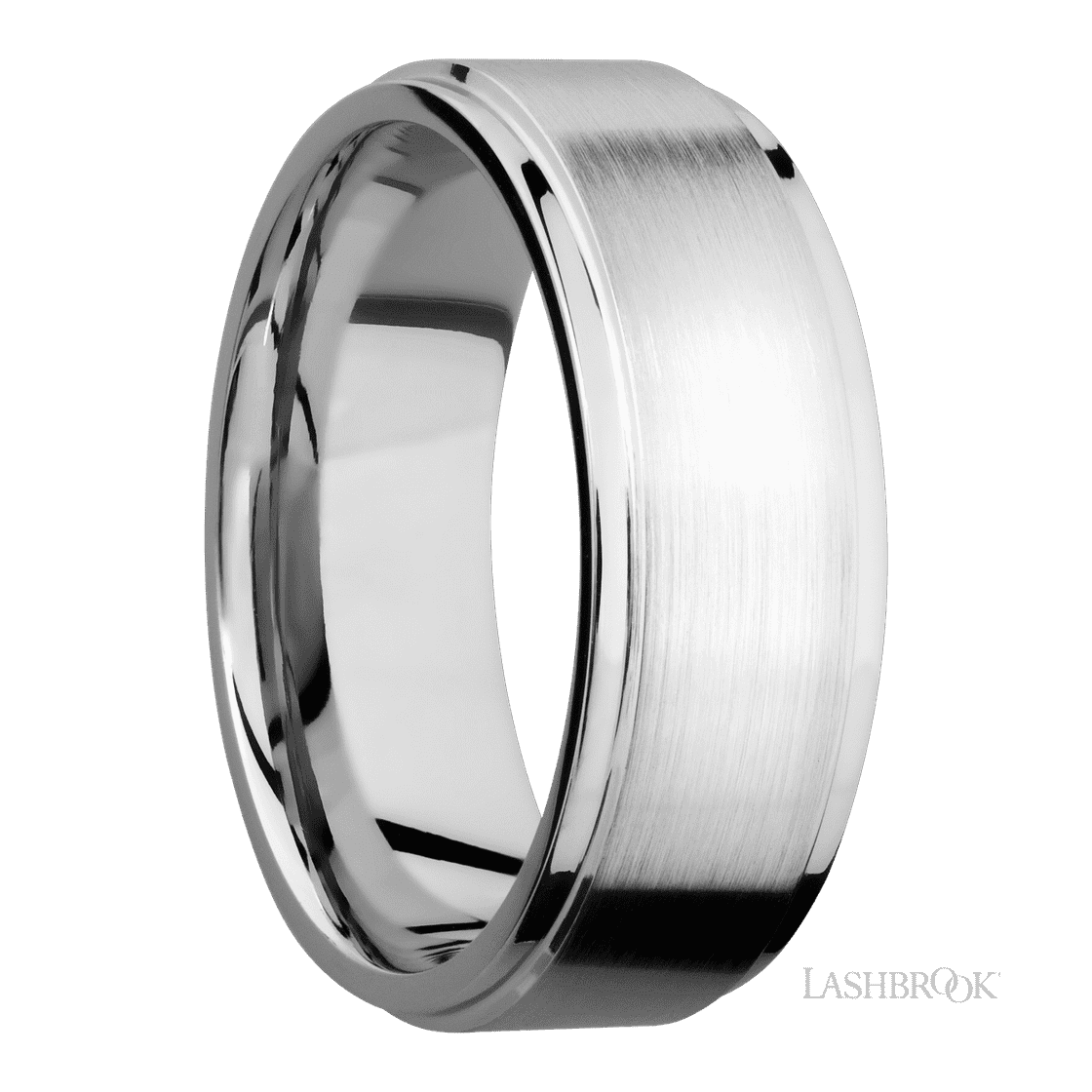 8 mm wide Flat Grooved Edges 14K White Gold band.-Wedding Band-Lashbrook Designs-I don' know or see my size-Bead/Polish-hurdles-jewelry-boulder-colorado
