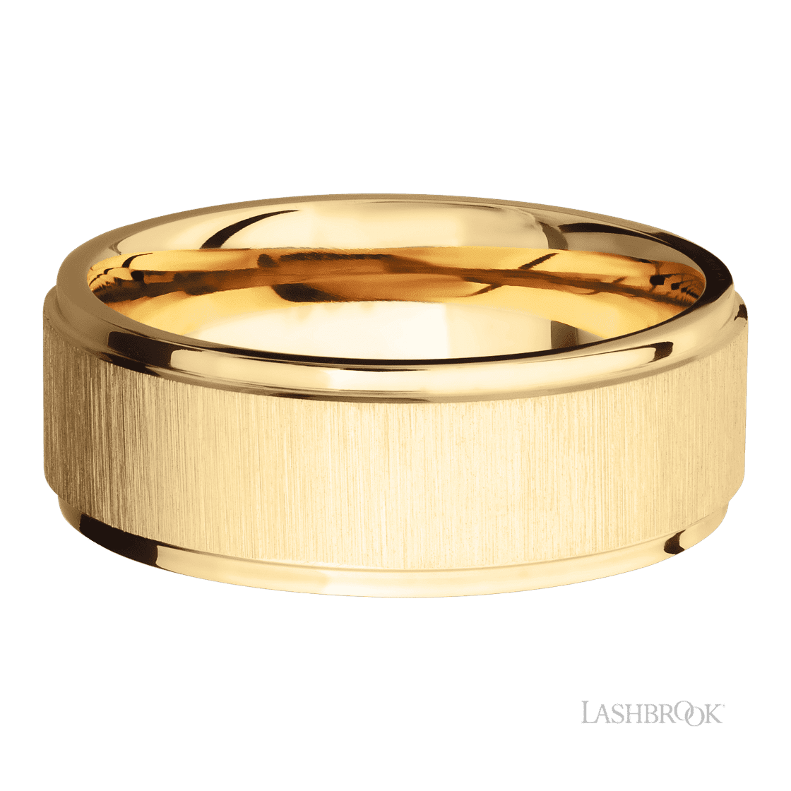 8 mm wide Flat Grooved Edges 14K Yellow Gold band.-Wedding Band-Lashbrook Designs-I don' know or see my size-hurdles-jewelry-boulder-colorado