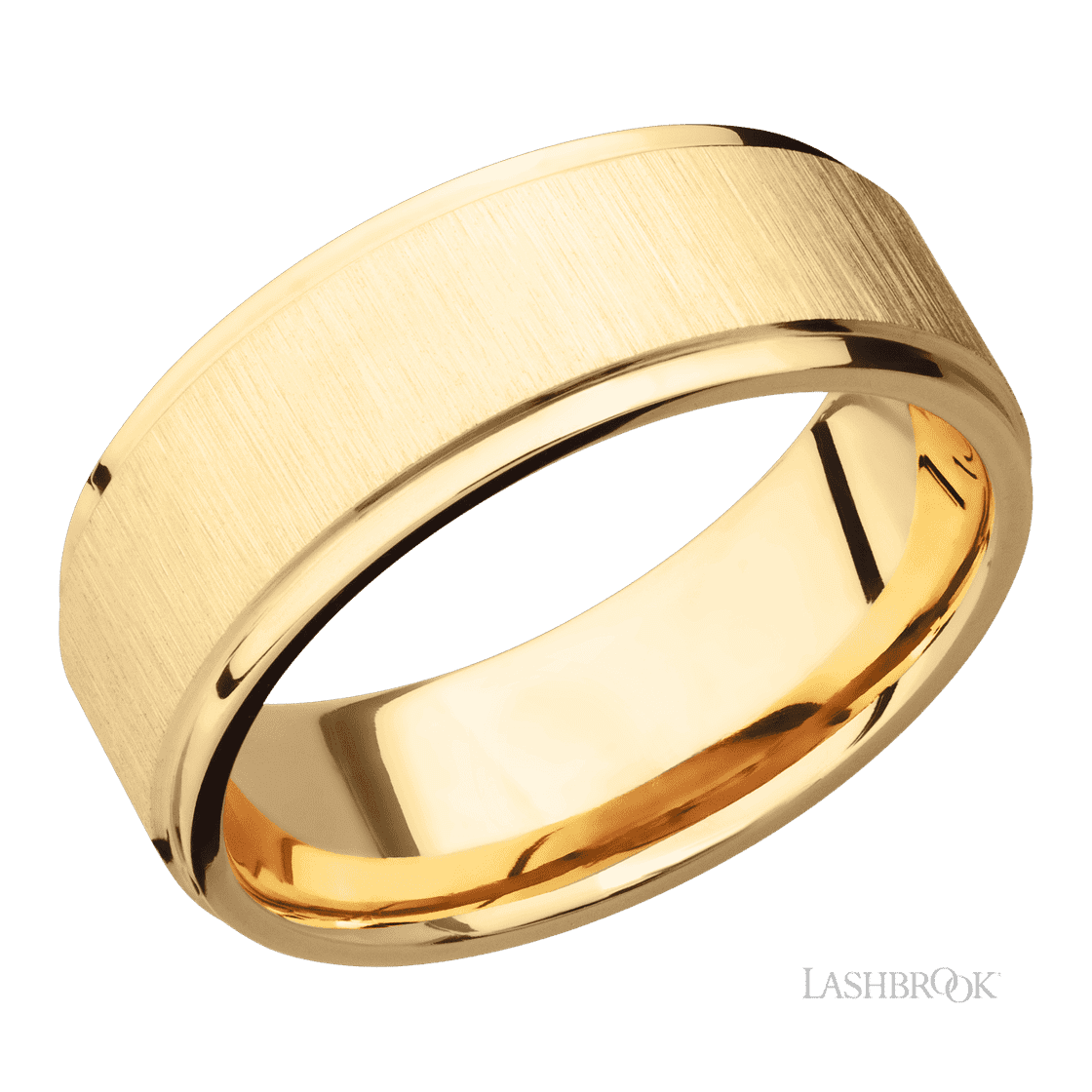 8 mm wide Flat Grooved Edges 14K Yellow Gold band.-Wedding Band-Lashbrook Designs-I don' know or see my size-hurdles-jewelry-boulder-colorado