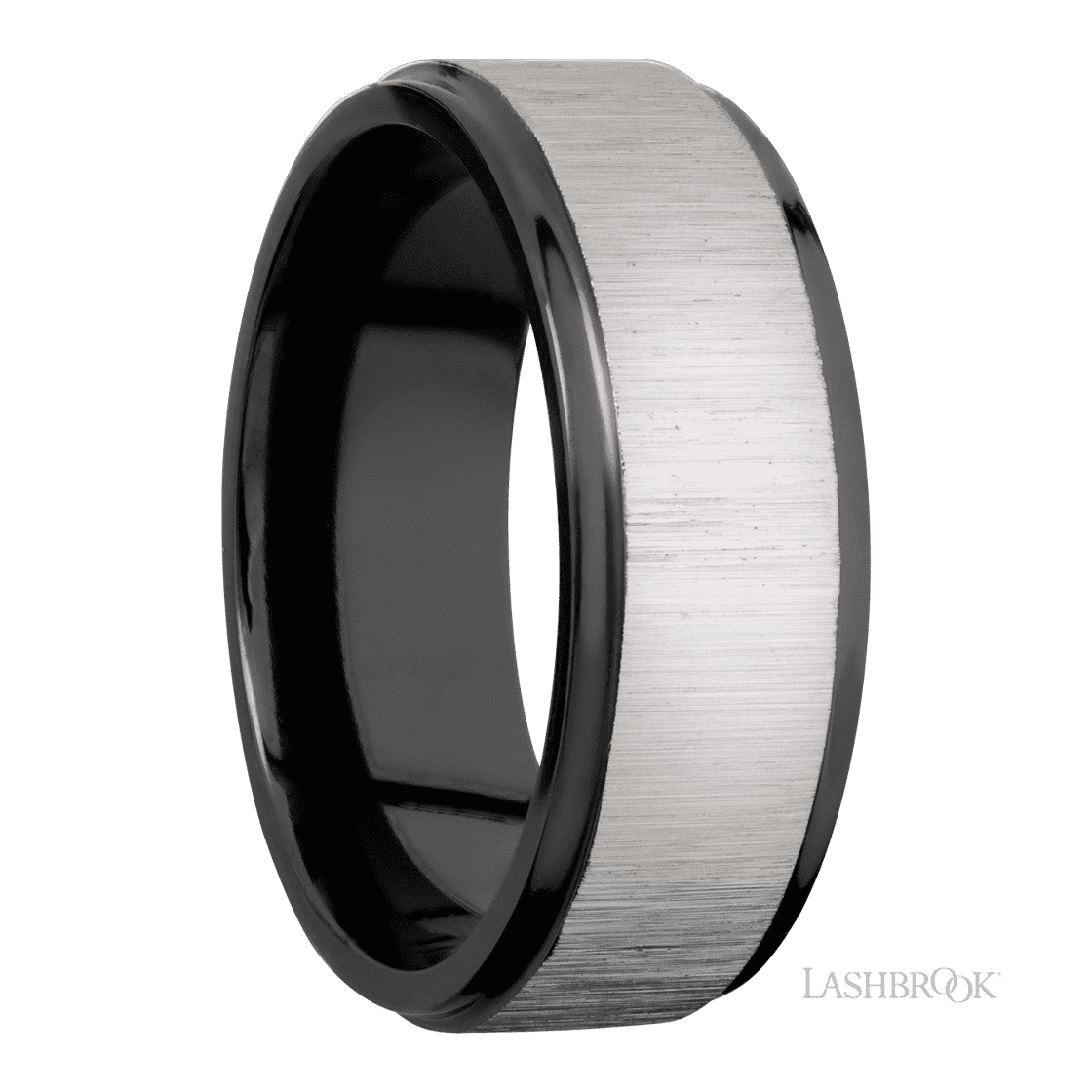 8 mm wide Flat Grooved Edges Zirconium band.-Wedding Band-Lashbrook Designs-I don' know or see my size-hurdles-jewelry-boulder-colorado