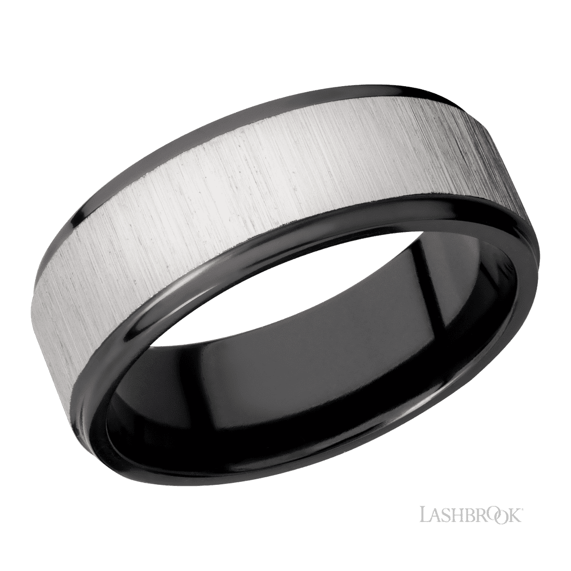 8 mm wide Flat Grooved Edges Zirconium band.-Wedding Band-Lashbrook Designs-I don' know or see my size-hurdles-jewelry-boulder-colorado
