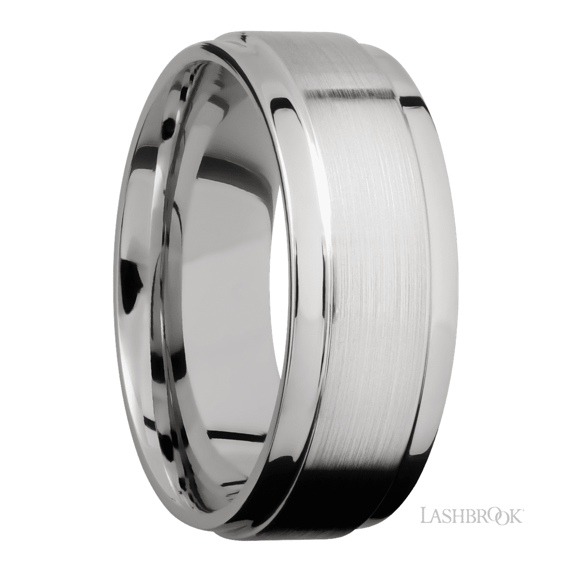 8 mm wide Flat Wide Grooved Edges 14K White Gold band.-Wedding Band-Lashbrook Designs-I don' know or see my size-hurdles-jewelry-boulder-colorado