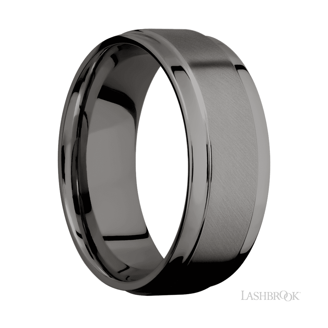 8 mm wide Flat Wide Grooved Edges Tantalum Noir band.-Wedding Band-Lashbrook Designs-I don' know or see my size-hurdles-jewelry-boulder-colorado
