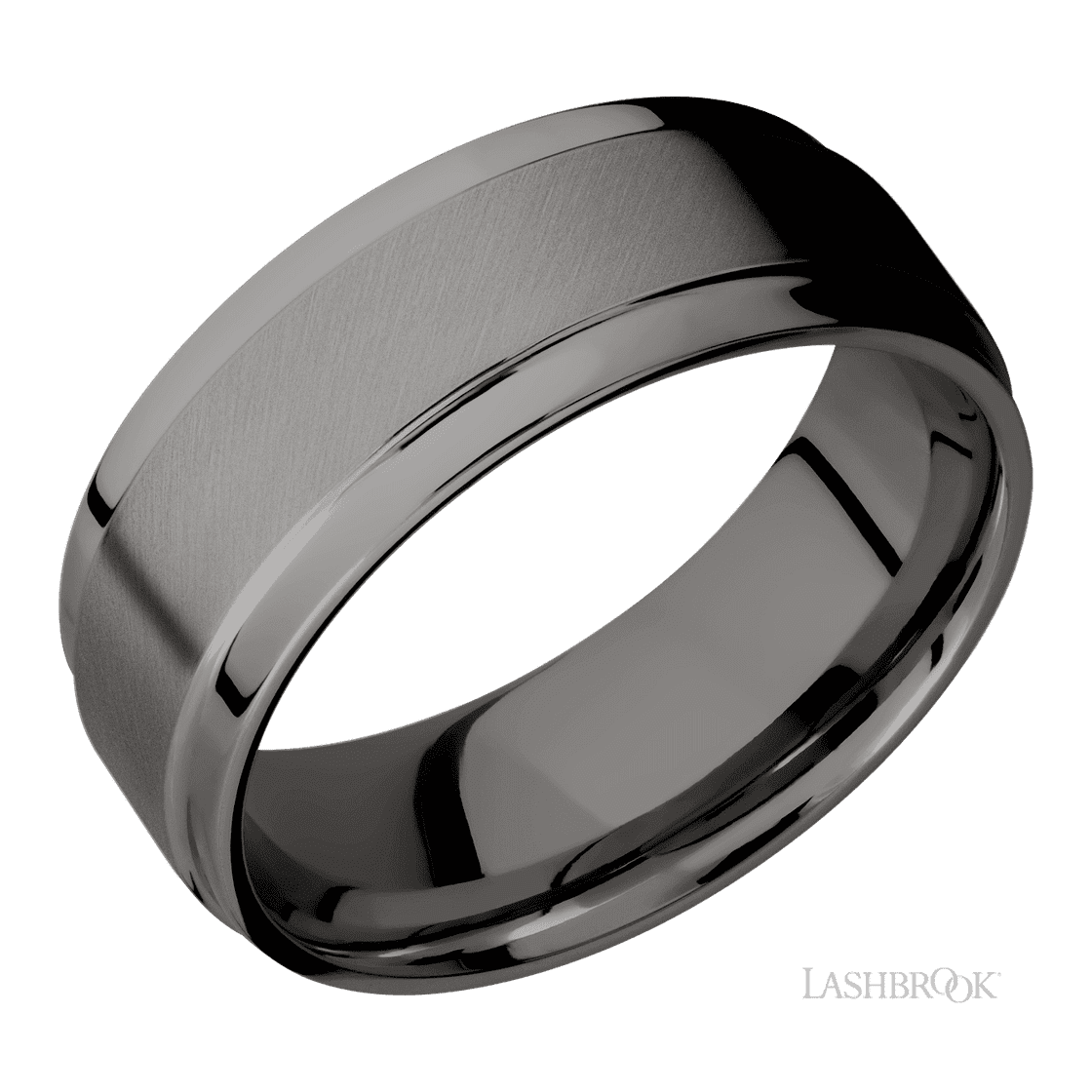 8 mm wide Flat Wide Grooved Edges Tantalum Noir band.-Wedding Band-Lashbrook Designs-I don' know or see my size-hurdles-jewelry-boulder-colorado