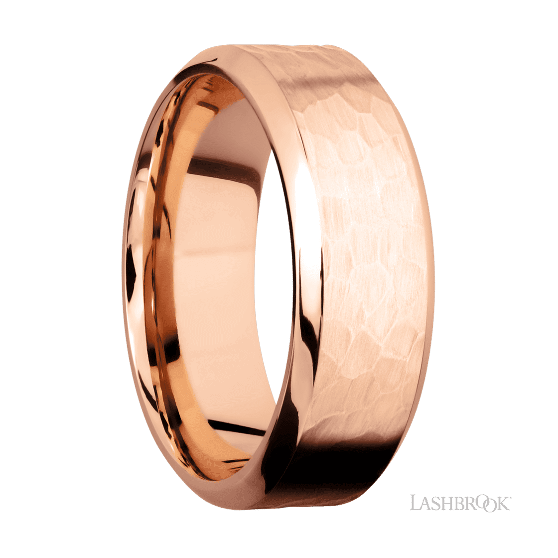 8 mm wide High Bevel 14K Rose Gold band.-Wedding Band-Lashbrook Designs-I don' know or see my size-hurdles-jewelry-boulder-colorado