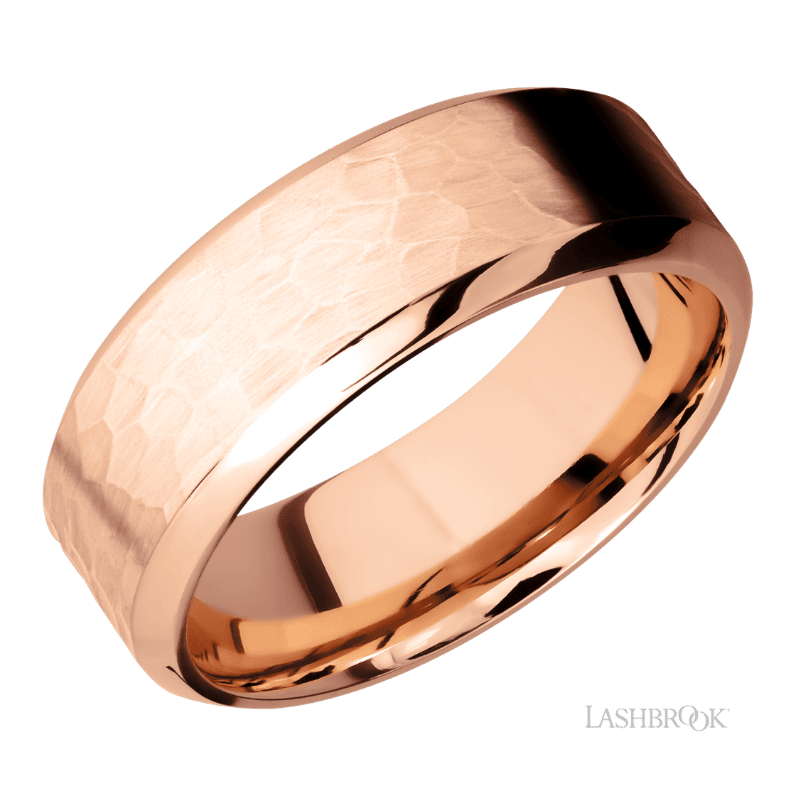 8 mm wide High Bevel 14K Rose Gold band.-Wedding Band-Lashbrook Designs-I don' know or see my size-hurdles-jewelry-boulder-colorado