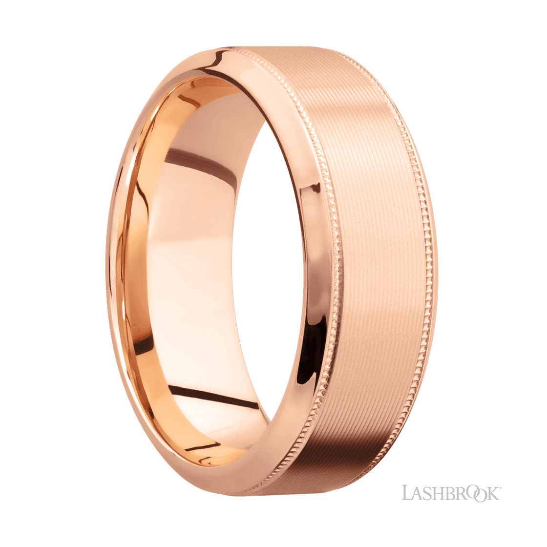 8 mm wide High Bevel Milgrain 14K Rose Gold band.-Wedding Band-Lashbrook Designs-I don' know or see my size-hurdles-jewelry-boulder-colorado