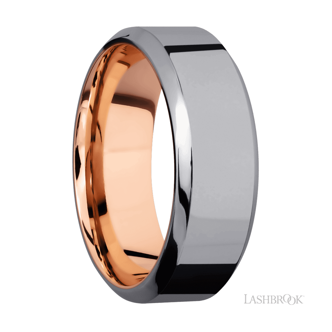 8 mm wide High Bevel Tantalum band featuring a 14K Rose Gold sleeve.-Wedding Band-Lashbrook Designs-I don' know or see my size-hurdles-jewelry-boulder-colorado