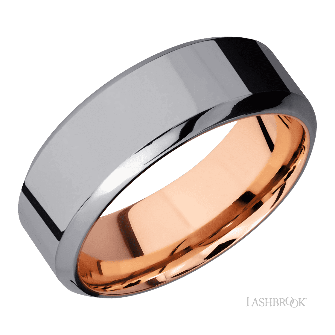 8 mm wide High Bevel Tantalum band featuring a 14K Rose Gold sleeve.-Wedding Band-Lashbrook Designs-I don' know or see my size-hurdles-jewelry-boulder-colorado