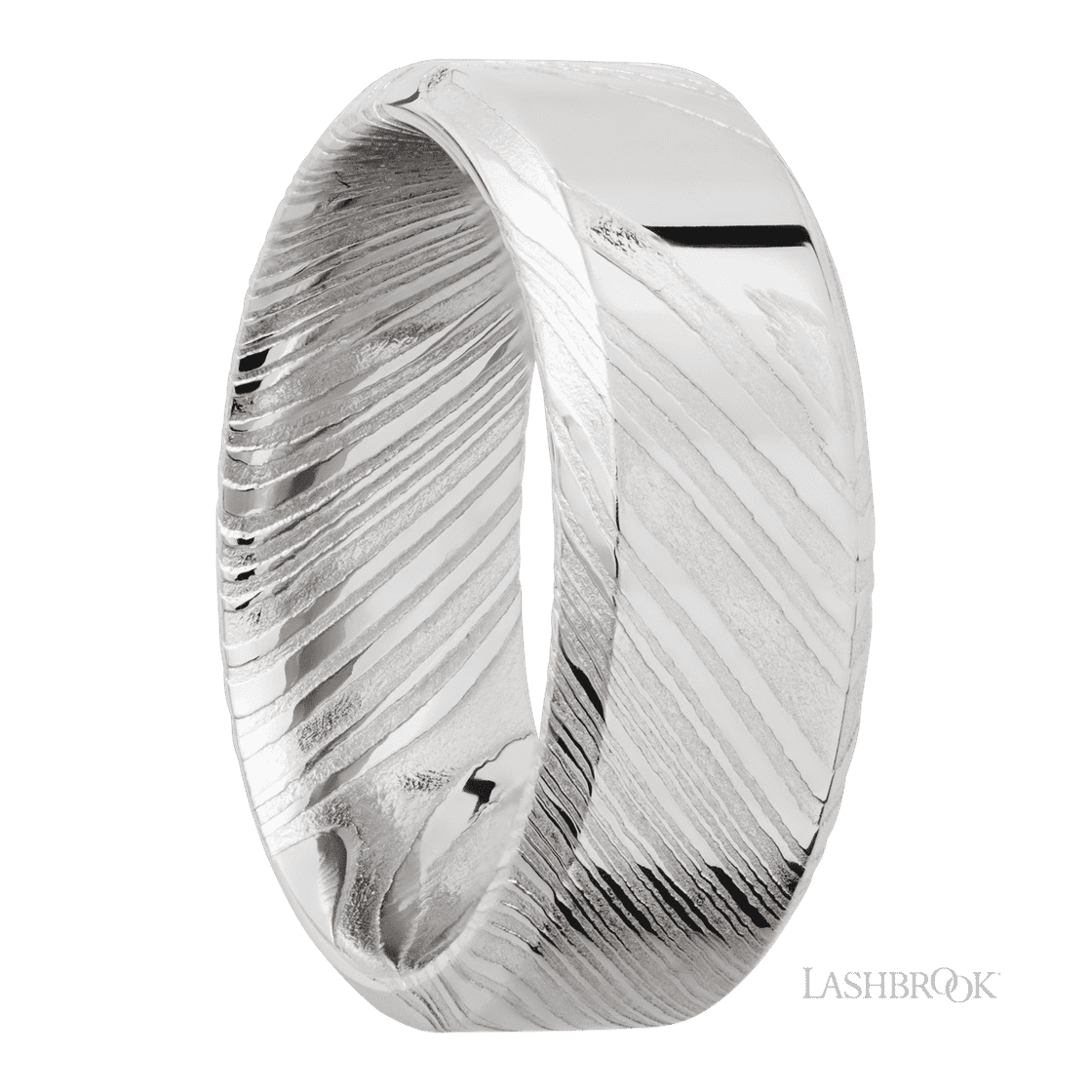 8 mm wide High Bevel Woodgrain band.-Wedding Band-Lashbrook Designs-I don' know or see my size-hurdles-jewelry-boulder-colorado