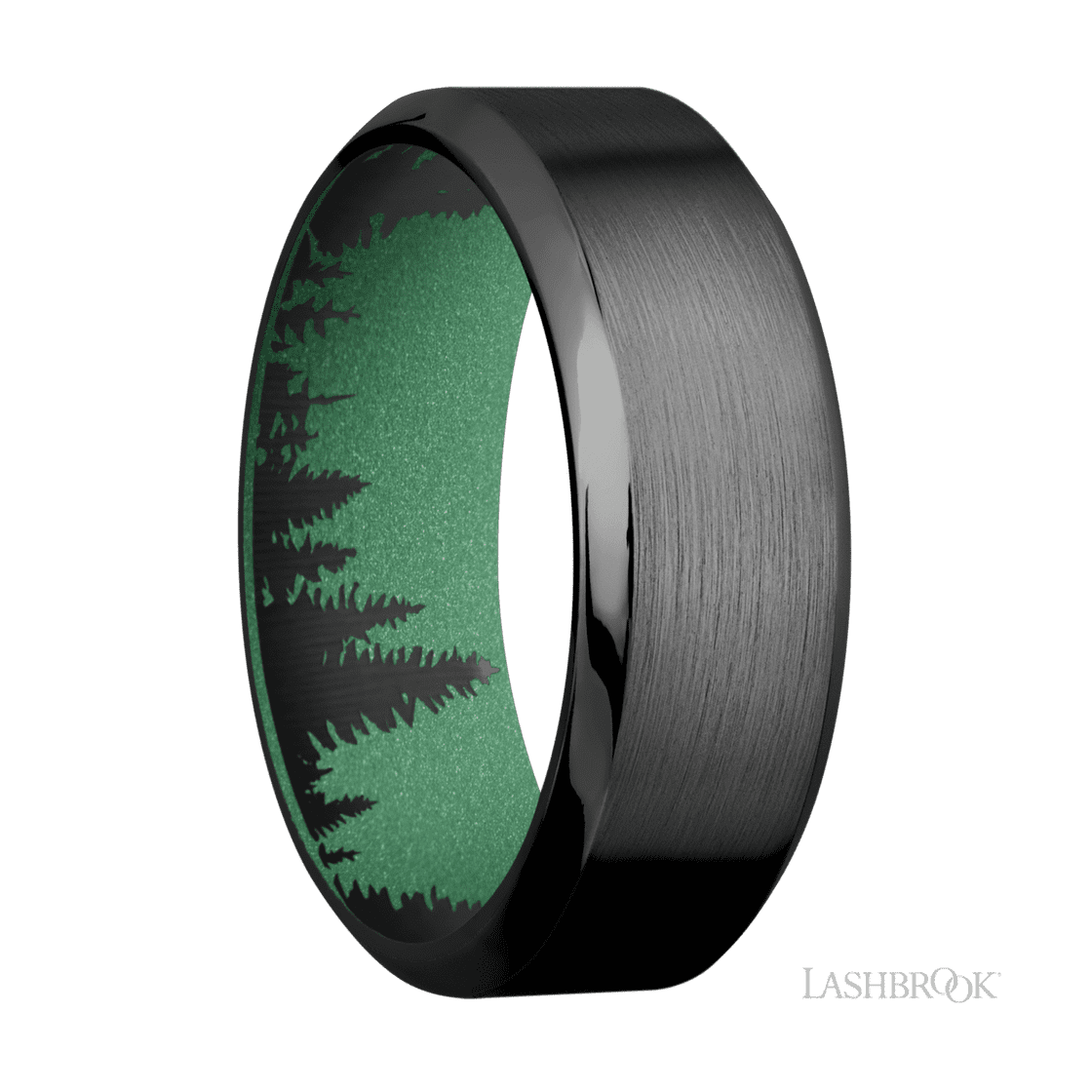 8 mm wide High Bevel Zirconium band featuring a Bright Nickel sleeve.-Wedding Band-Lashbrook Designs-I don' know or see my size-hurdles-jewelry-boulder-colorado