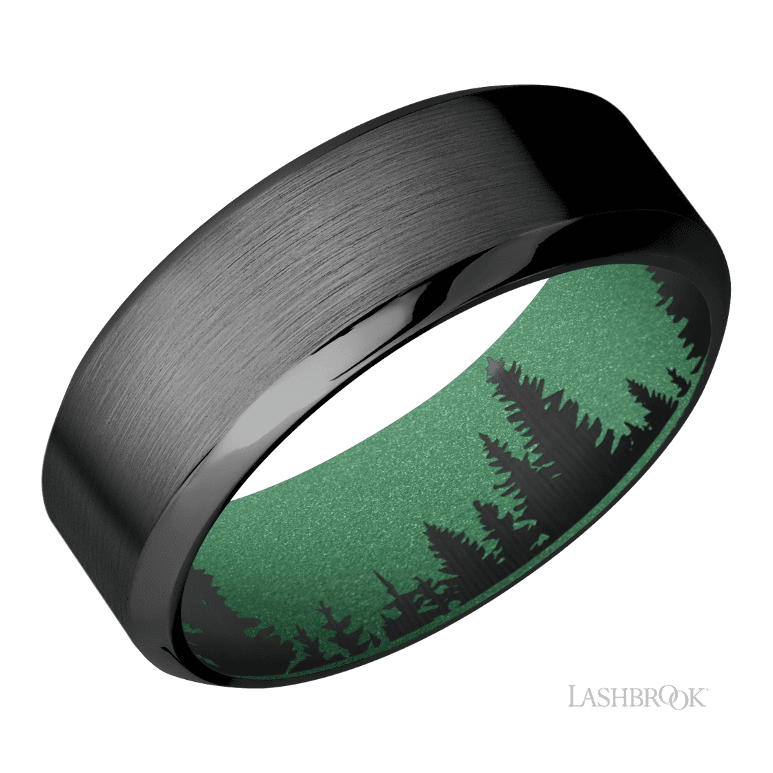 8 mm wide High Bevel Zirconium band featuring a Bright Nickel sleeve.-Wedding Band-Lashbrook Designs-I don' know or see my size-hurdles-jewelry-boulder-colorado