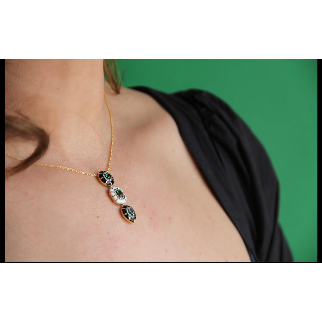 Emerald & Diamond Drop Necklace-Necklace-LORD Jewelry-hurdles-jewelry-boulder-colorado