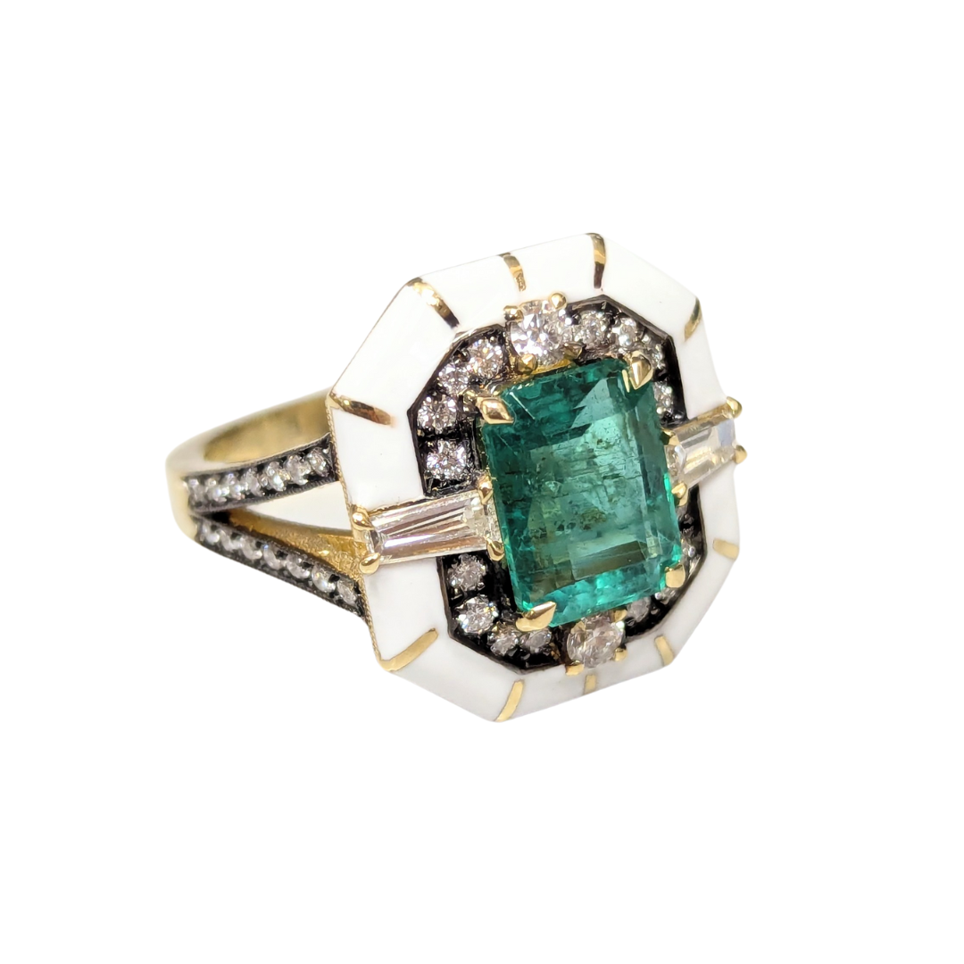 Enamel Emerald & Diamond Ring-Ring-LORD Jewelry-I don' know or see my size-hurdles-jewelry-boulder-colorado